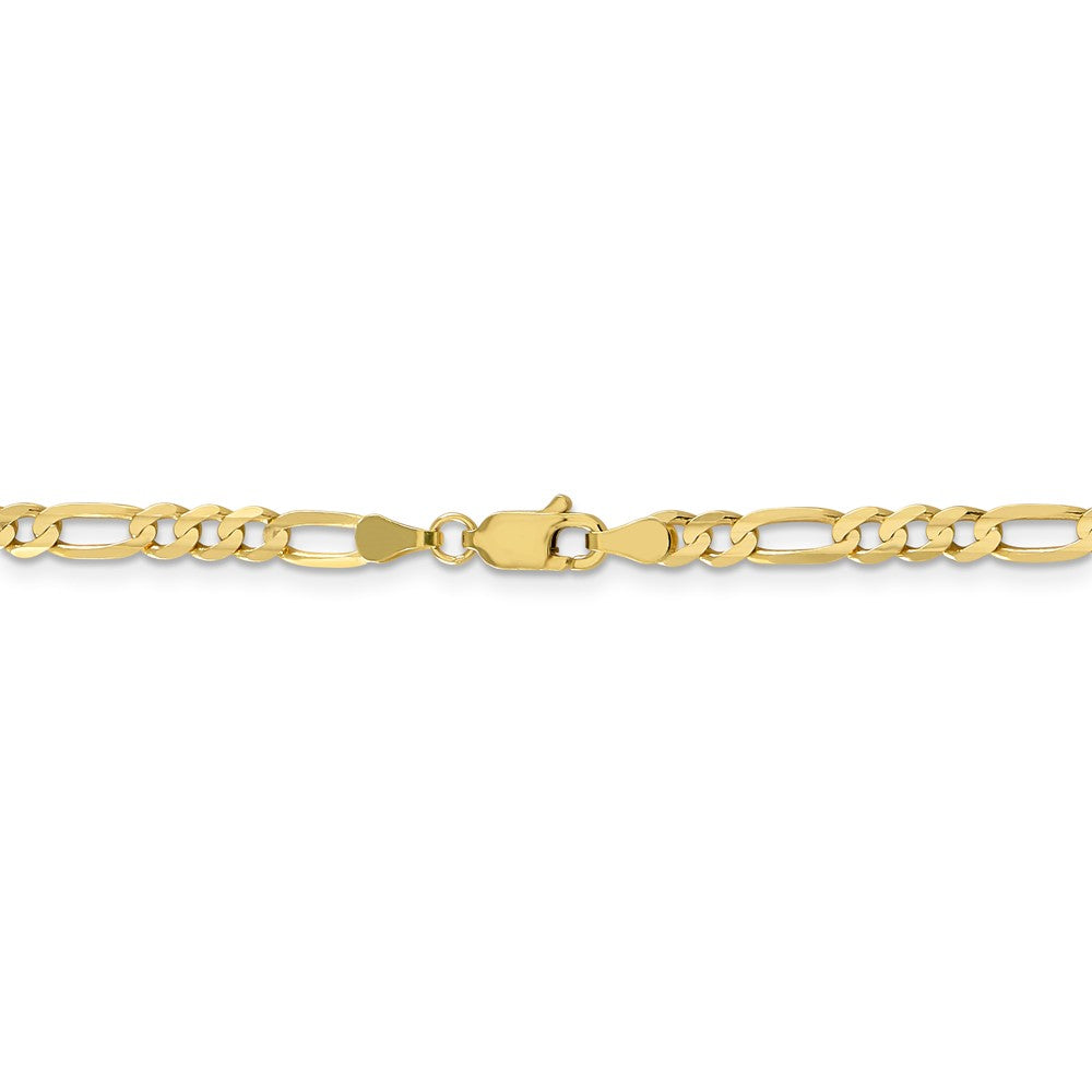 Alternate view of the 4mm, 10k Yellow Gold, Concave Figaro Chain Bracelet by The Black Bow Jewelry Co.