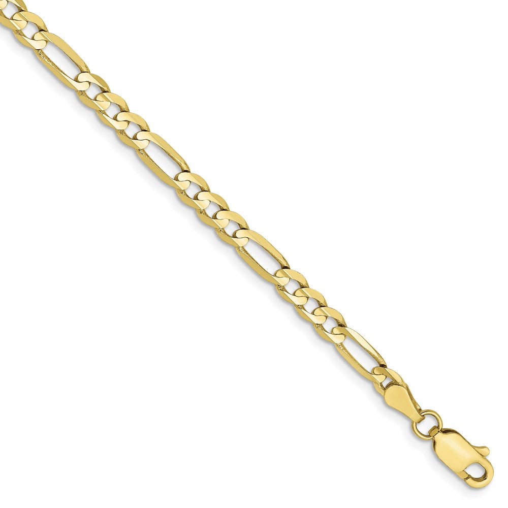 4mm, 10k Yellow Gold, Concave Figaro Chain Bracelet