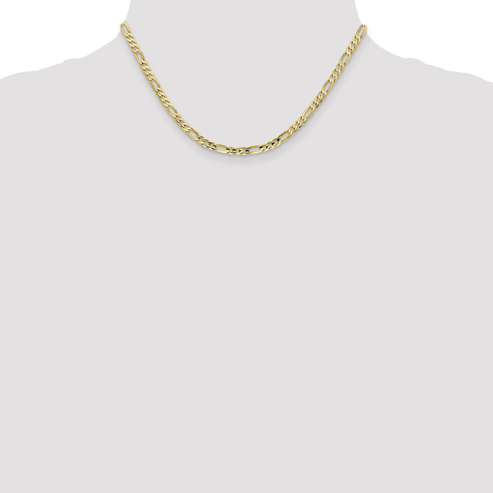 Alternate view of the 4mm, 10k Yellow Gold, Concave Figaro Chain Necklace by The Black Bow Jewelry Co.