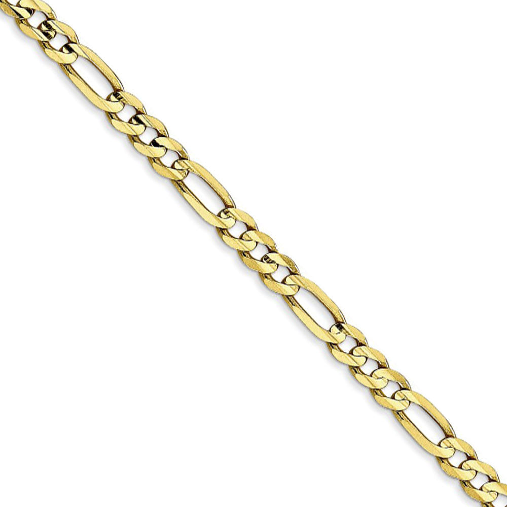 4mm, 10k Yellow Gold, Concave Figaro Chain Necklace