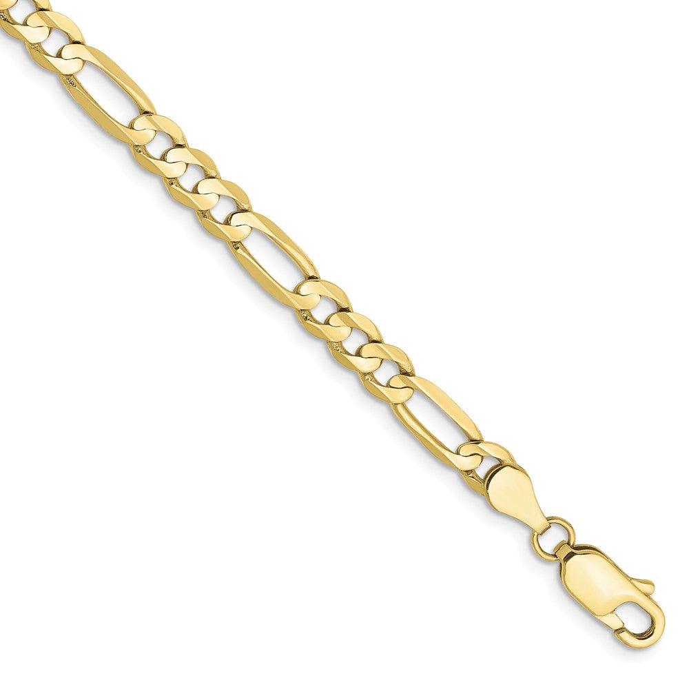 4.5mm, 10k Yellow Gold, Concave Figaro Chain Bracelet, Item C9021-B by The Black Bow Jewelry Co.