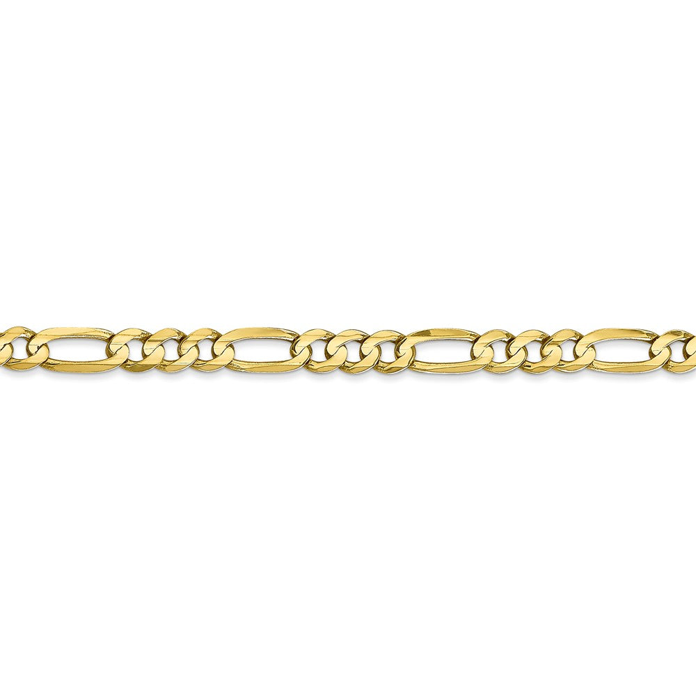 Alternate view of the 4.5mm, 10k Yellow Gold, Concave Figaro Chain Bracelet by The Black Bow Jewelry Co.