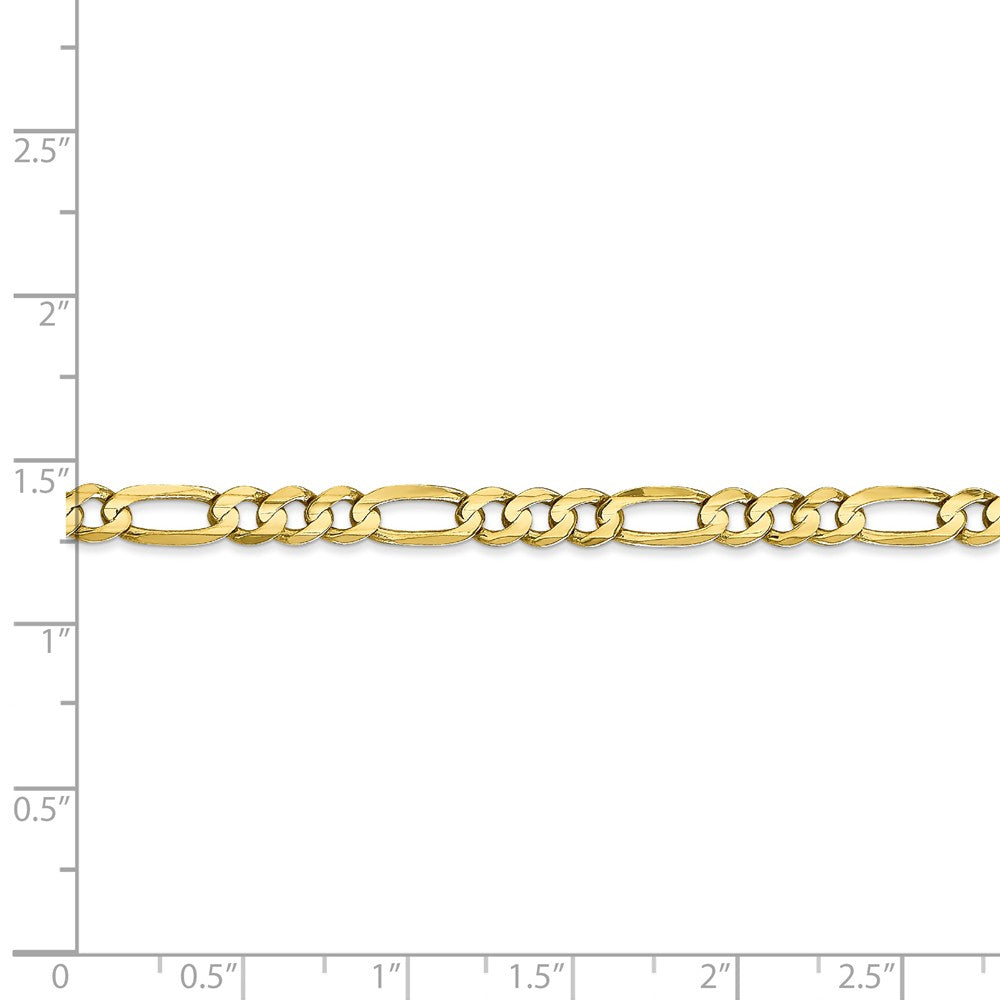 Alternate view of the 4.5mm, 10k Yellow Gold, Concave Figaro Chain Bracelet by The Black Bow Jewelry Co.