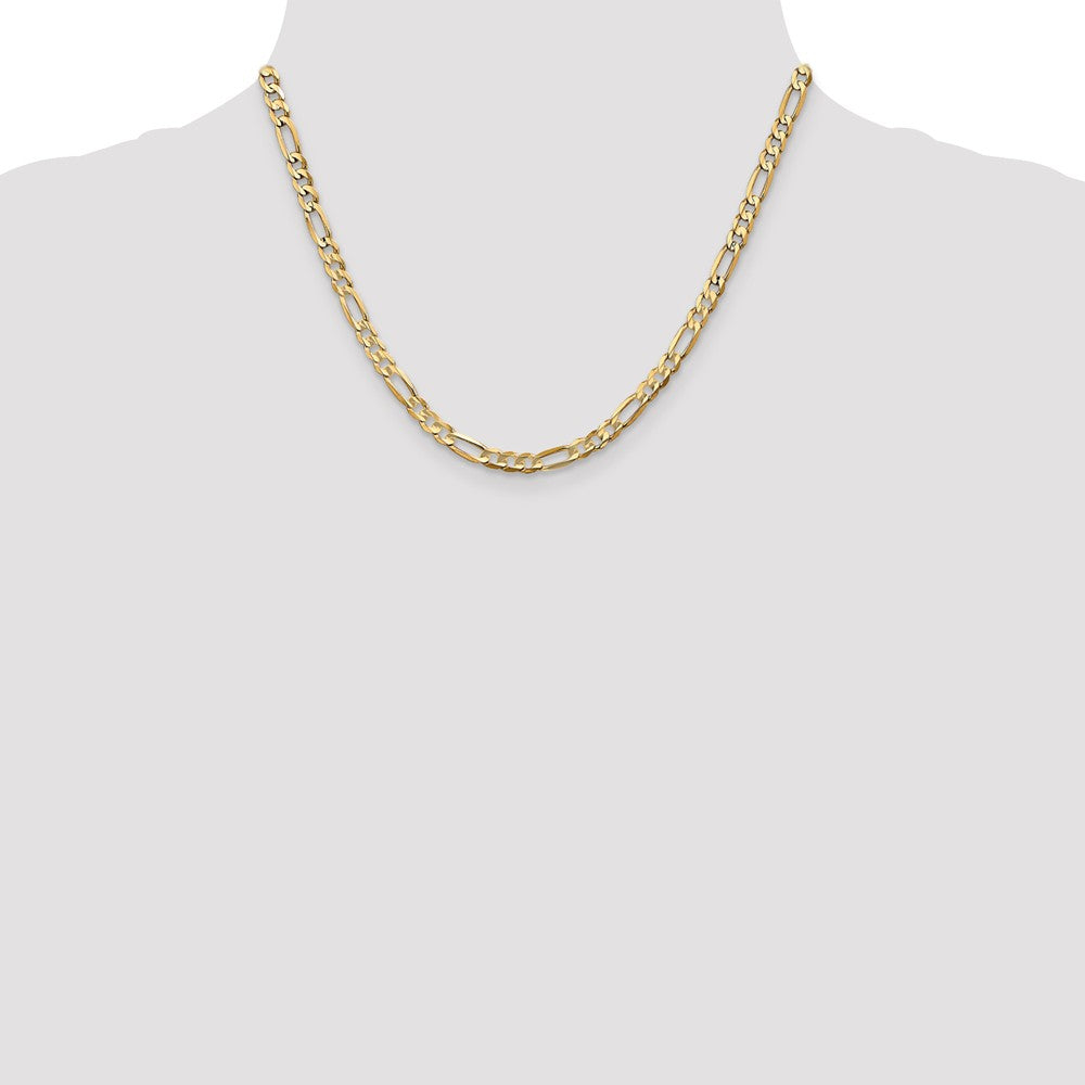 Alternate view of the 4.5mm, 10k Yellow Gold, Concave Figaro Chain Necklace by The Black Bow Jewelry Co.