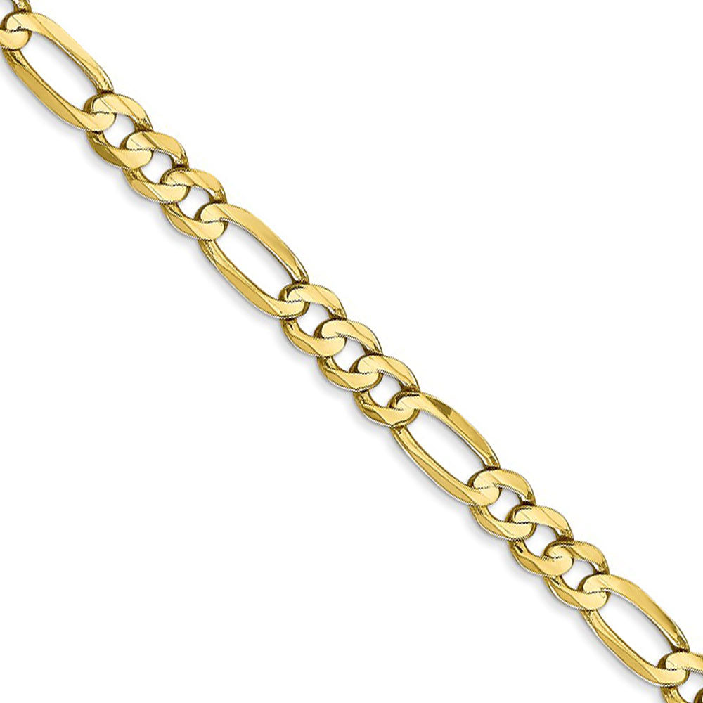 4.5mm, 10k Yellow Gold, Concave Figaro Chain Necklace