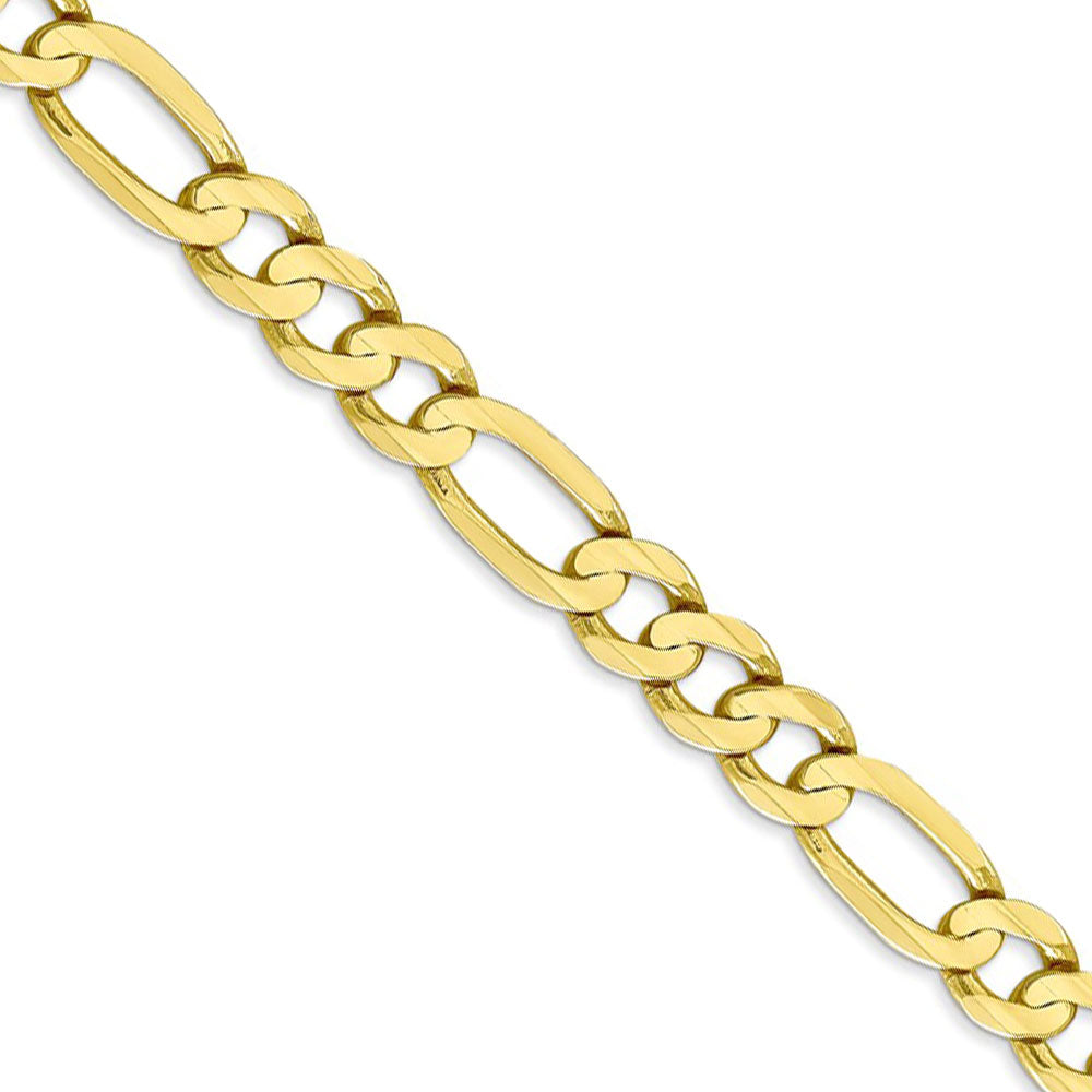 Men&#39;s 6.75mm, 10k Yellow Gold, Concave Figaro Chain Necklace