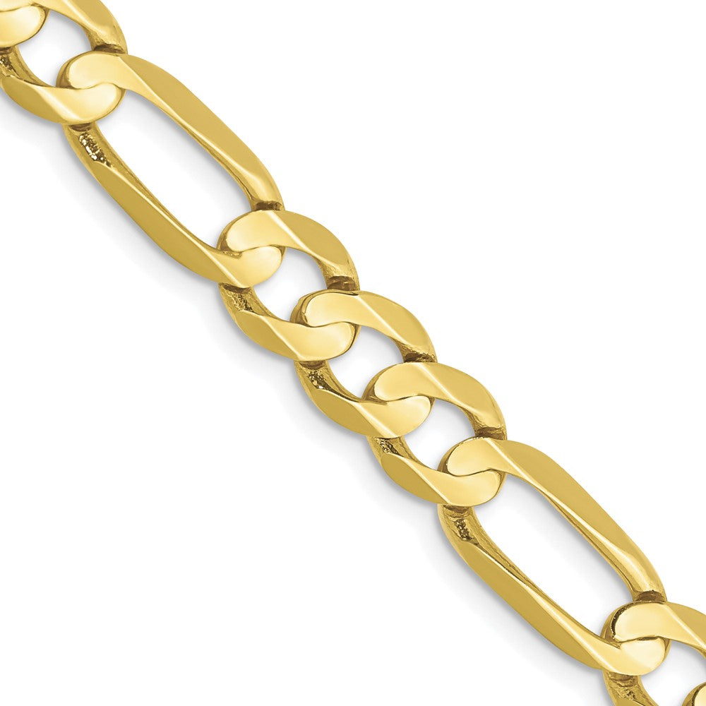 Men&#39;s 6.75mm, 10k Yellow Gold, Concave Figaro Chain Necklace, Item C9024 by The Black Bow Jewelry Co.