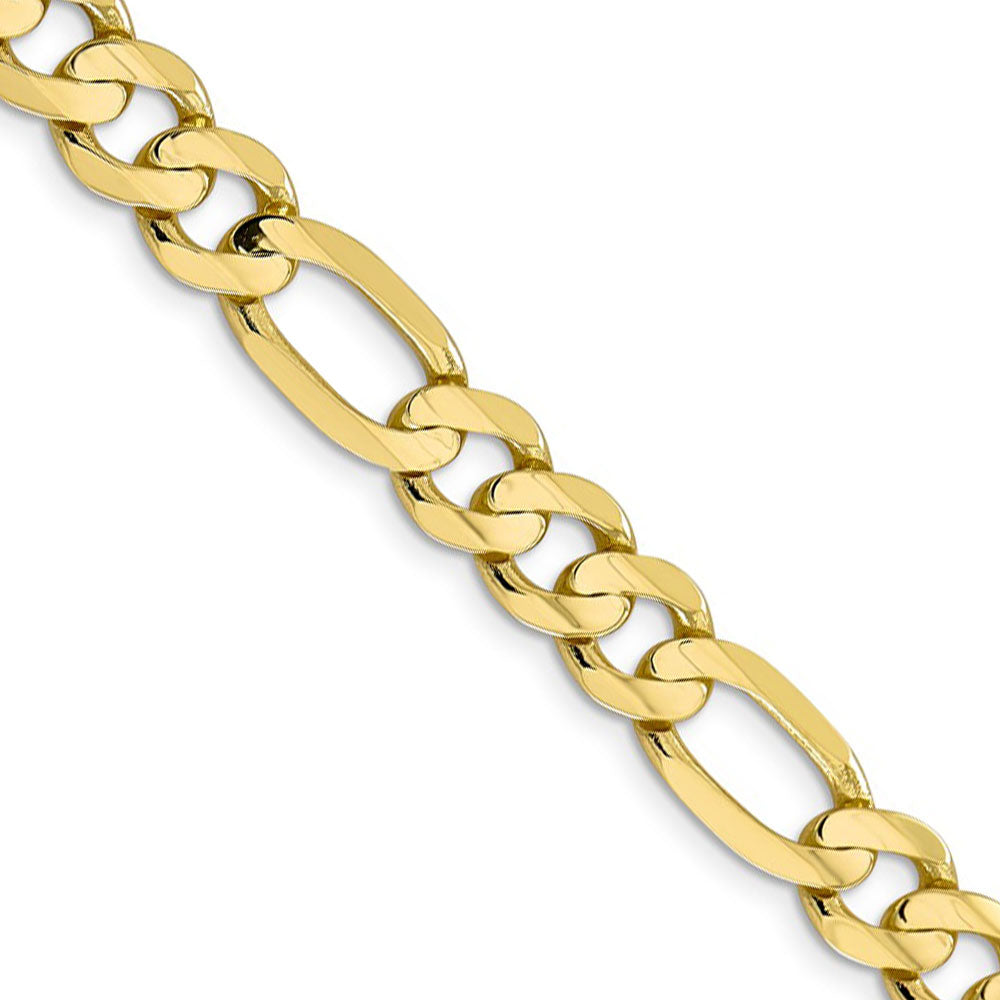 Men&#39;s 8.75mm, 10k Yellow Gold, Concave Figaro Chain Necklace, Item C9026 by The Black Bow Jewelry Co.