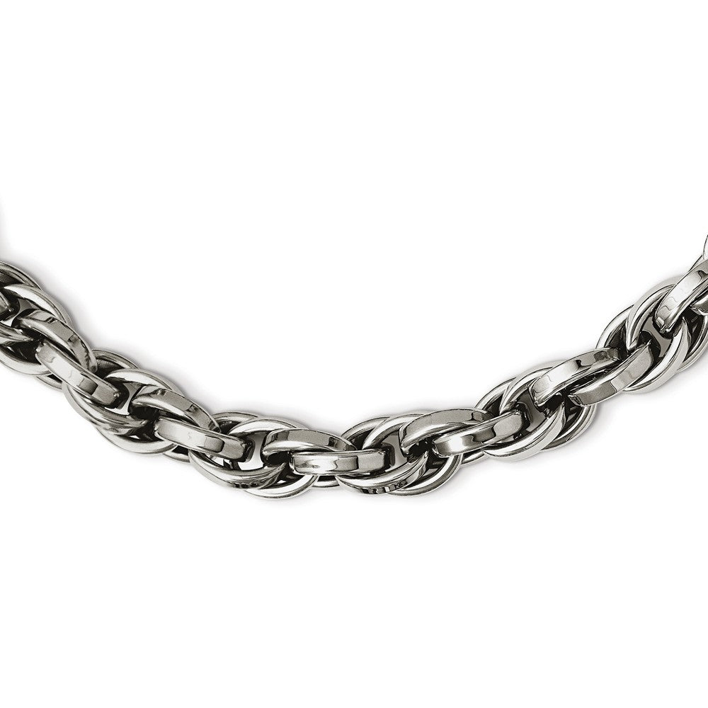 Men&#39;s Stainless Steel 10mm Polished Loose Rope Chain Necklace 24 Inch, Item C9034 by The Black Bow Jewelry Co.