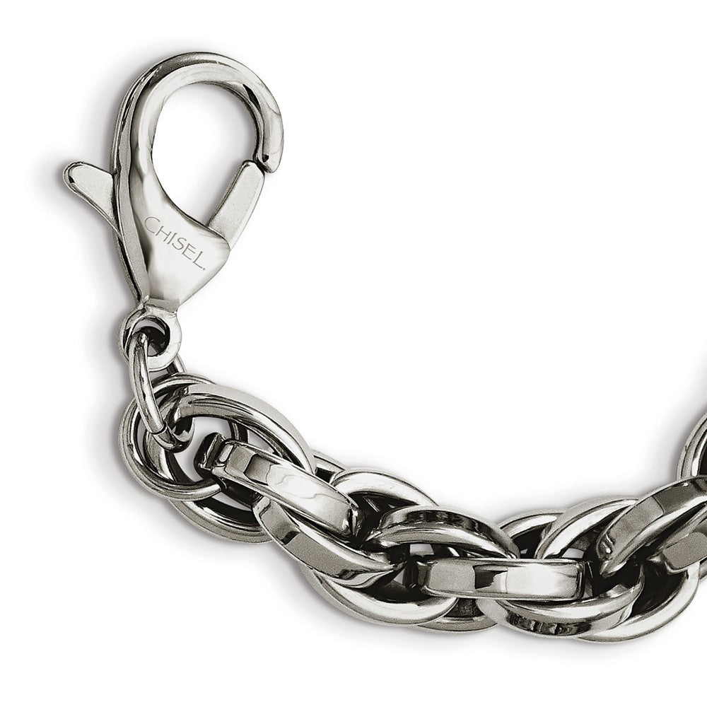 Alternate view of the Men&#39;s Stainless Steel 10mm Polished Loose Rope Chain Necklace 24 Inch by The Black Bow Jewelry Co.