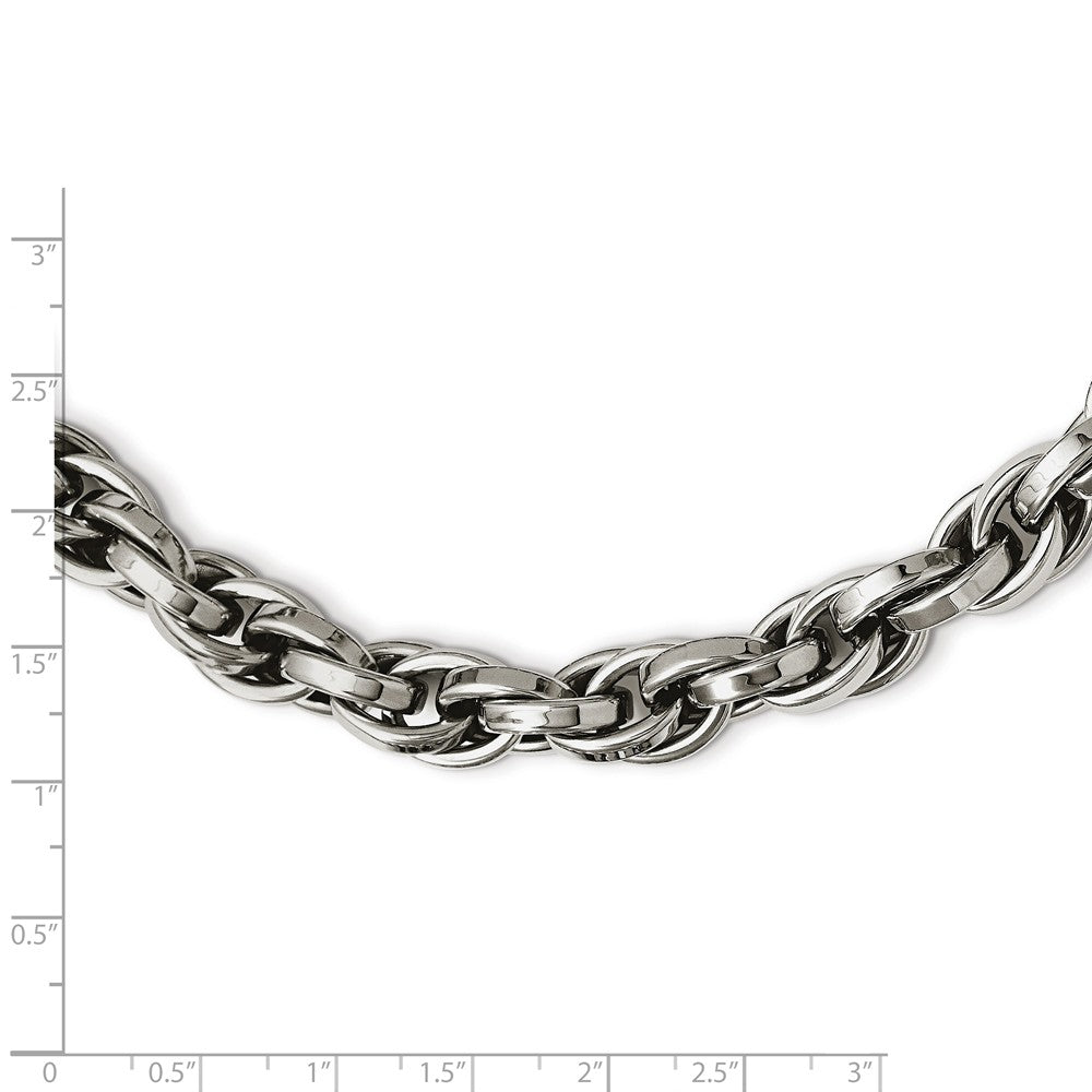 Alternate view of the Men&#39;s Stainless Steel 10mm Polished Loose Rope Chain Necklace 24 Inch by The Black Bow Jewelry Co.