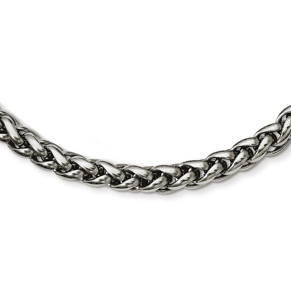 Men&#39;s Stainless Steel 7mm Polished Spiga Chain Necklace, Item C9037 by The Black Bow Jewelry Co.