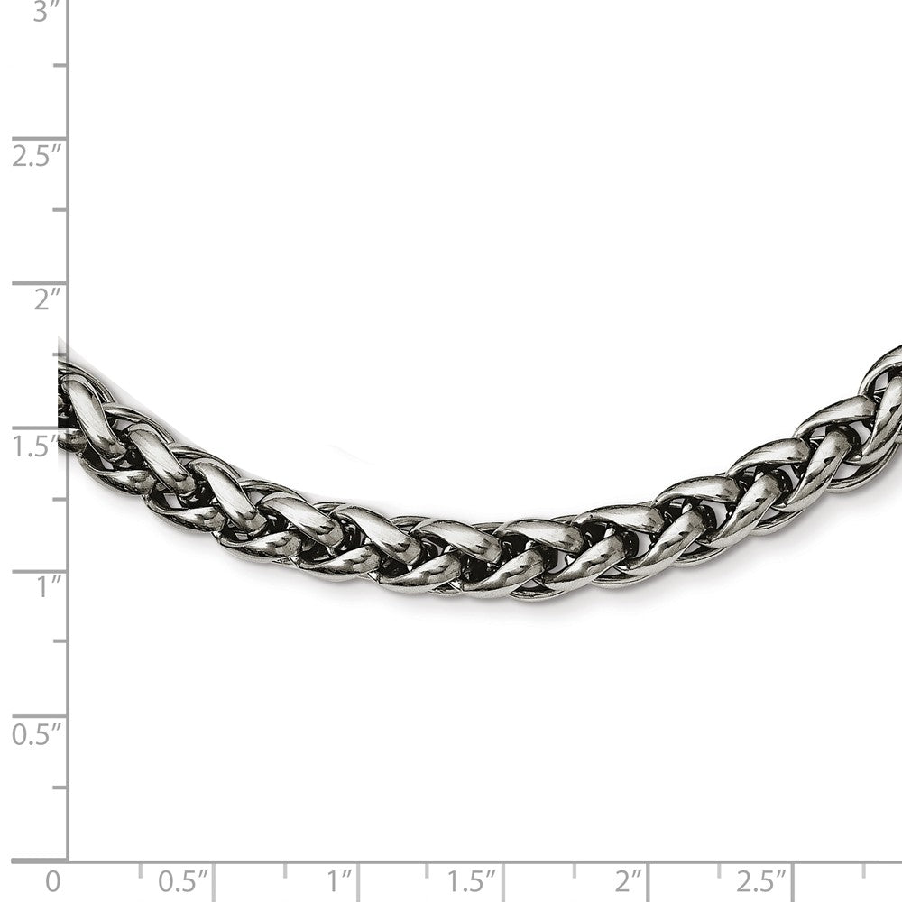 Alternate view of the Men&#39;s Stainless Steel 7mm Polished Spiga Chain Necklace by The Black Bow Jewelry Co.