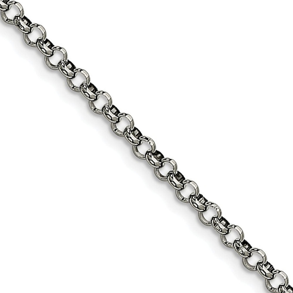 Men&#39;s 3.9mm Stainless Steel Polished Rolo Chain Necklace, Item C9048 by The Black Bow Jewelry Co.