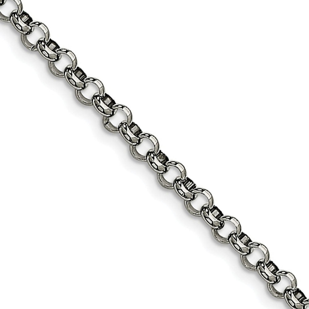 Men&#39;s 4.6mm Stainless Steel Polished Rolo Chain Necklace, Item C9049 by The Black Bow Jewelry Co.