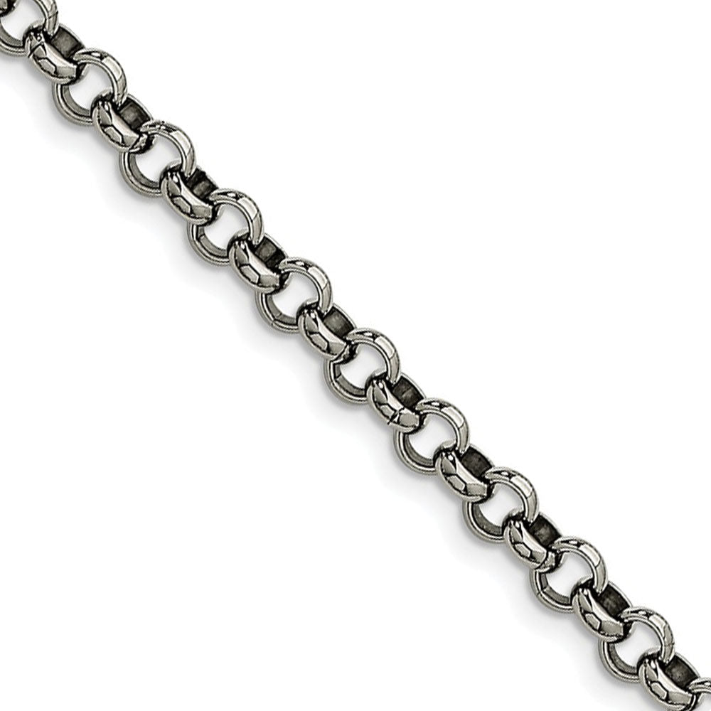 Men&#39;s 6mm Stainless Steel Polished Rolo Chain Necklace, Item C9050 by The Black Bow Jewelry Co.