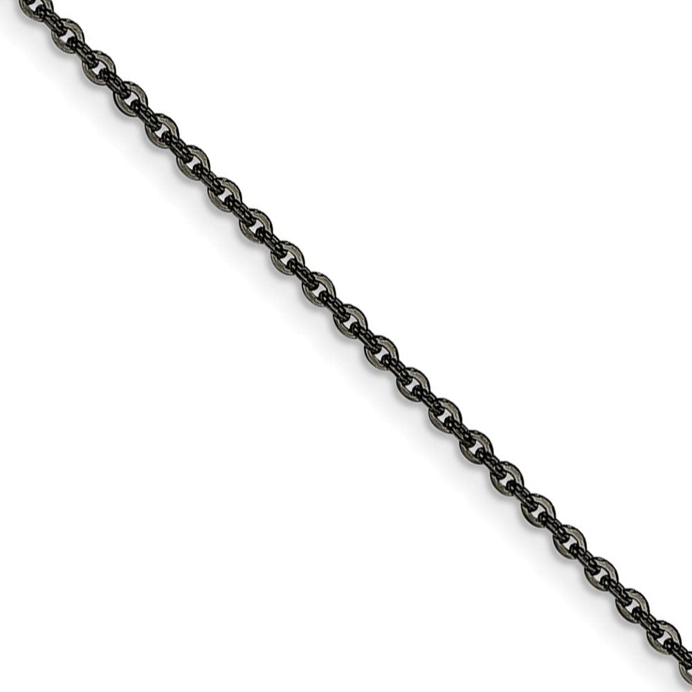 2.3mm Stainless Steel Black-plated Cable Chain Necklace, Item C9054 by The Black Bow Jewelry Co.
