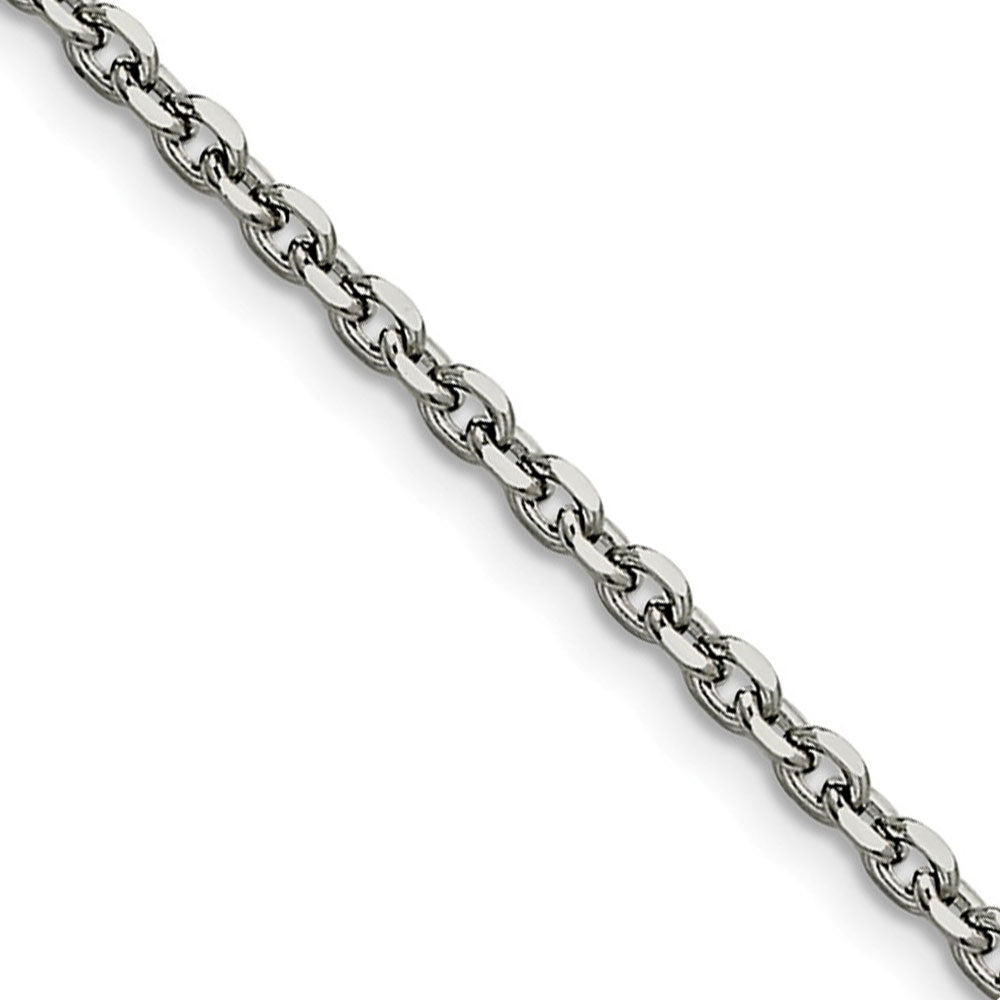 3.4mm Stainless Steel Polished Cable Chain Necklace