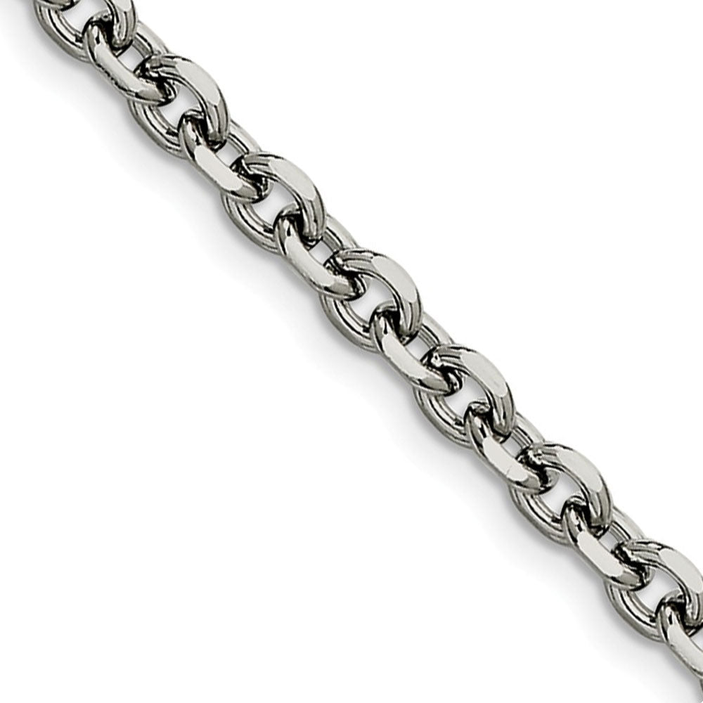 Men&#39;s 5.3mm Stainless Steel Polished Cable Chain Necklace, Item C9058 by The Black Bow Jewelry Co.