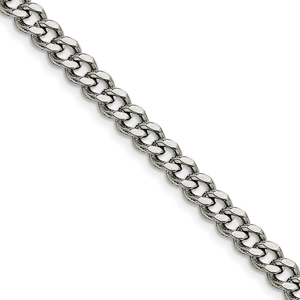 Men&#39;s 6.75mm Stainless Steel Heavy Flat Curb Chain Necklace, Item C9061 by The Black Bow Jewelry Co.