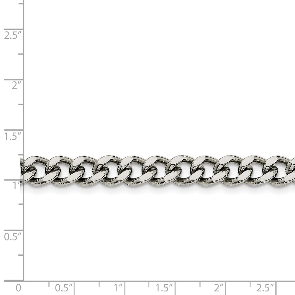 Alternate view of the Men&#39;s 7.5mm Stainless Steel Heavy Flat Curb Chain Bracelet, 8 Inch by The Black Bow Jewelry Co.