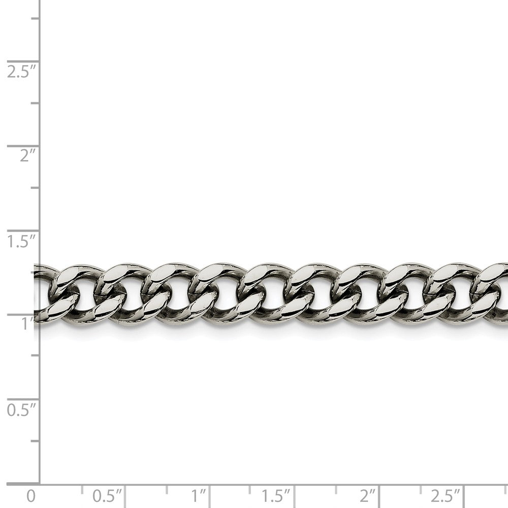 Alternate view of the Men&#39;s 9.5mm Stainless Steel Heavy Flat Curb Chain Bracelet, 8 Inch by The Black Bow Jewelry Co.