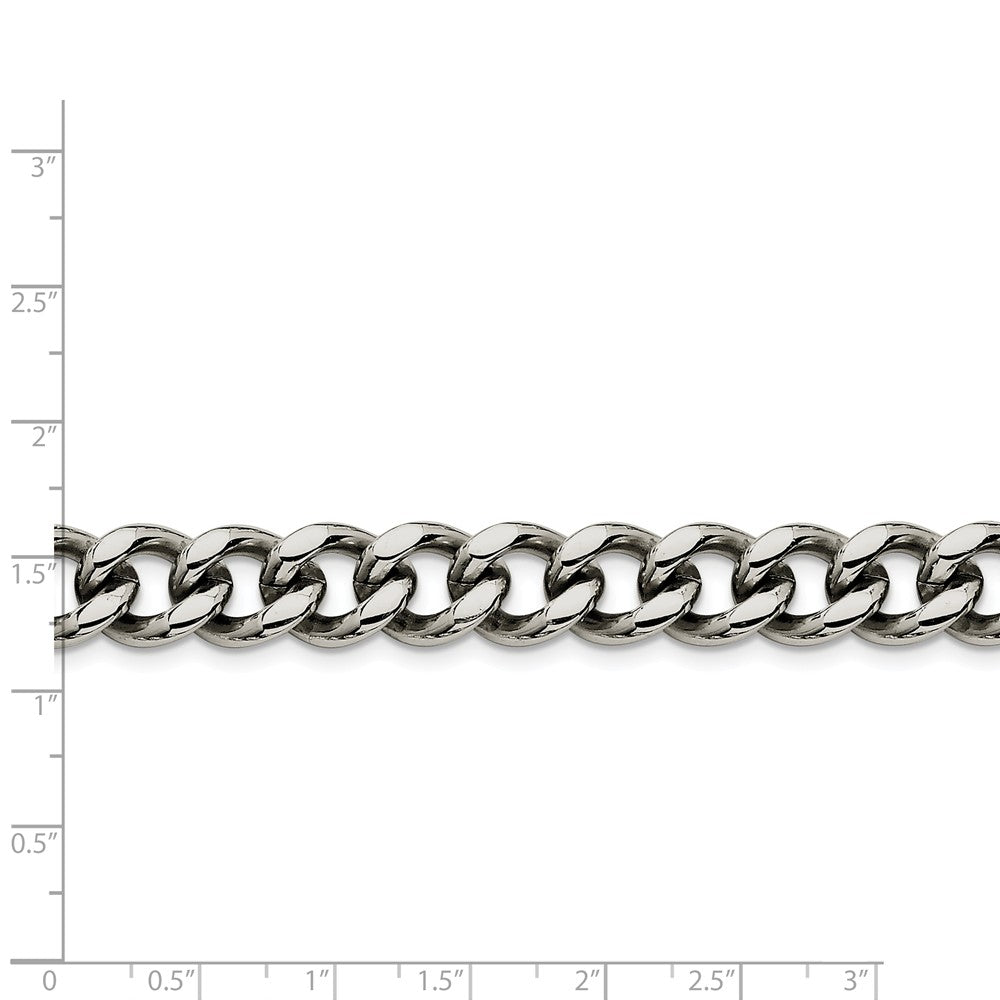 Alternate view of the Men&#39;s 11.5mm Stainless Steel Heavy Flat Curb Chain Bracelet, 8.5 Inch by The Black Bow Jewelry Co.