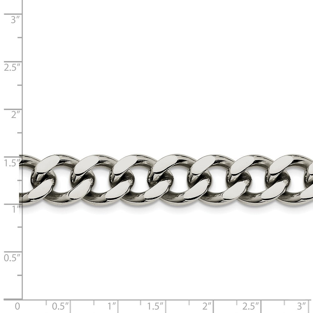 Alternate view of the Men&#39;s 13.75mm Stainless Steel Heavy Flat Curb Chain Necklace by The Black Bow Jewelry Co.