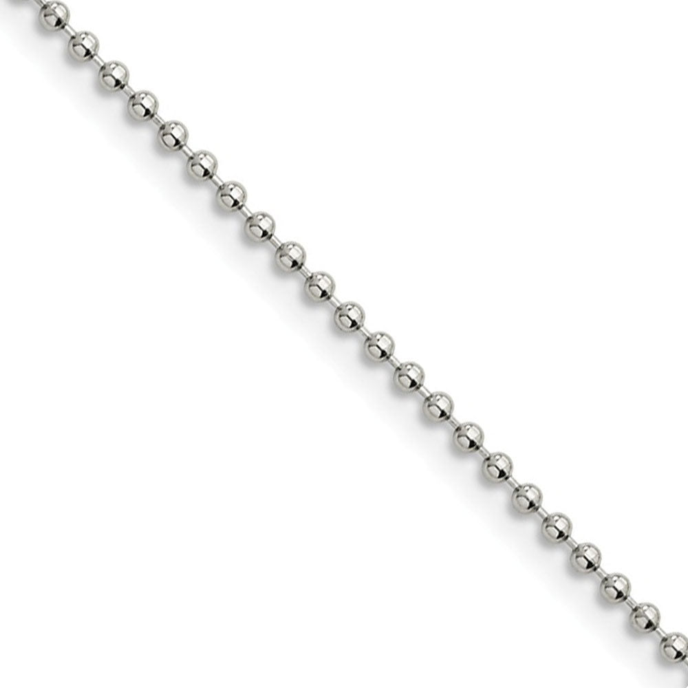 2mm Stainless Steel Beaded Chain Necklace, Item C9075 by The Black Bow Jewelry Co.
