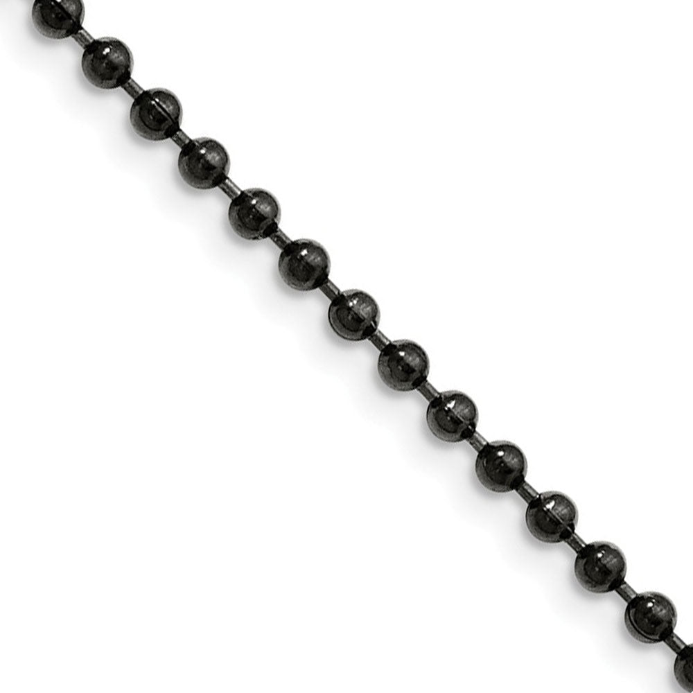 3mm Stainless Steel Black-Plated Beaded Chain Necklace, Item C9080 by The Black Bow Jewelry Co.