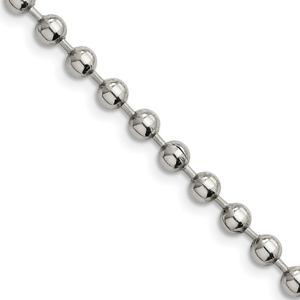 Men&#39;s 5mm Stainless Steel Beaded Chain Necklace, Item C9081 by The Black Bow Jewelry Co.