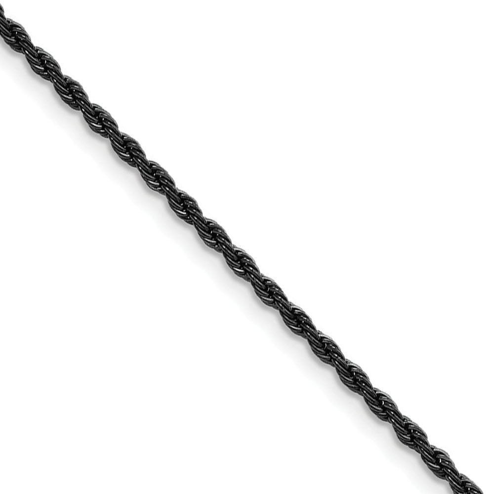2.3mm Black-plated Stainless Steel Rope Chain Necklace, Item C9090 by The Black Bow Jewelry Co.