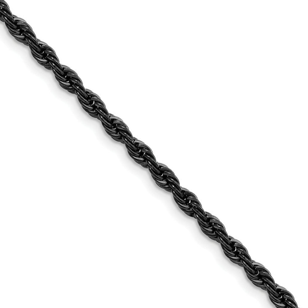 Men&#39;s 4mm Black-plated Stainless Steel Rope Chain Necklace, Item C9092 by The Black Bow Jewelry Co.