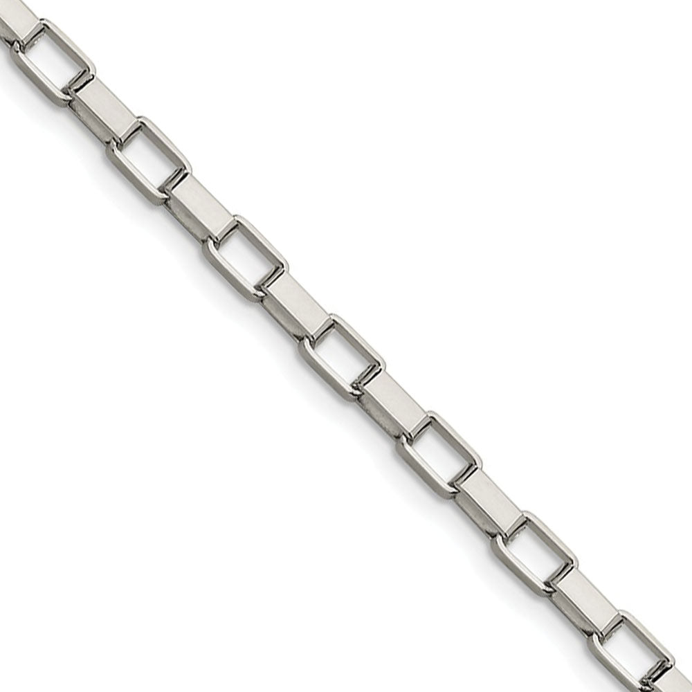 Men&#39;s 4.8mm Stainless Steel Open Box Chain Necklace, Item C9101 by The Black Bow Jewelry Co.