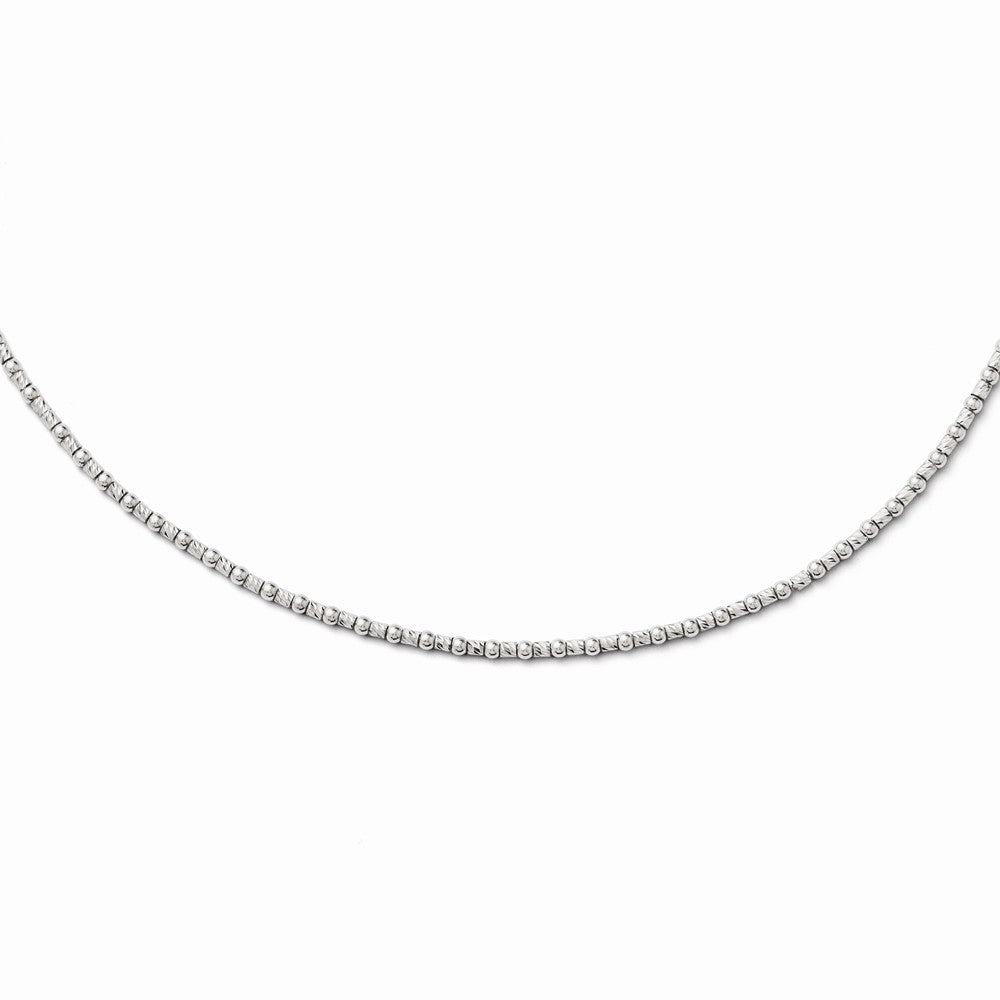 2mm Sterling Silver Diamond Cut Fancy Bead Necklace, 16-18 Inch, Item C9114 by The Black Bow Jewelry Co.