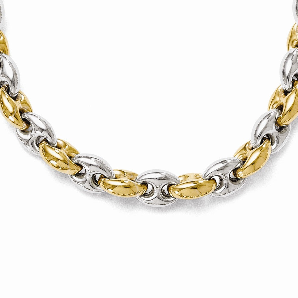 Sterling Silver &amp; 18k Gold Plated 6mm Anchor Link Necklace, 18 Inch, Item C9117 by The Black Bow Jewelry Co.