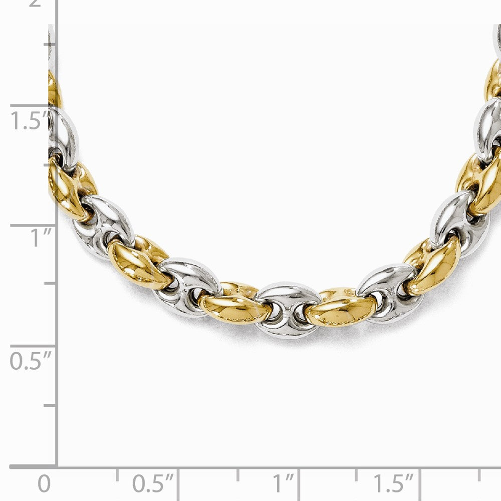 Alternate view of the Sterling Silver &amp; 18k Gold Plated 6mm Anchor Link Necklace, 18 Inch by The Black Bow Jewelry Co.