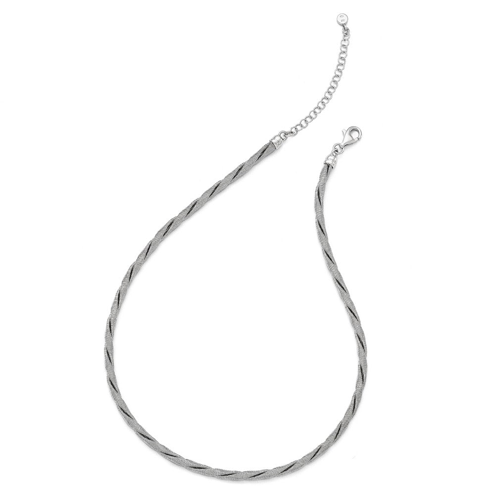 Alternate view of the Sterling Silver 4mm Fancy Textured &amp; Twisted Chain Adjustable Necklace by The Black Bow Jewelry Co.