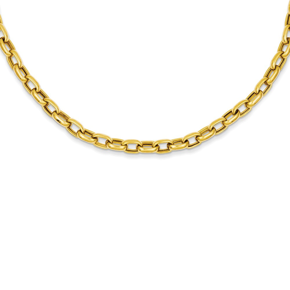 14k Yellow Gold 4.5mm Polished Hollow Rolo Chain Necklace, 18 Inch, Item C9132 by The Black Bow Jewelry Co.
