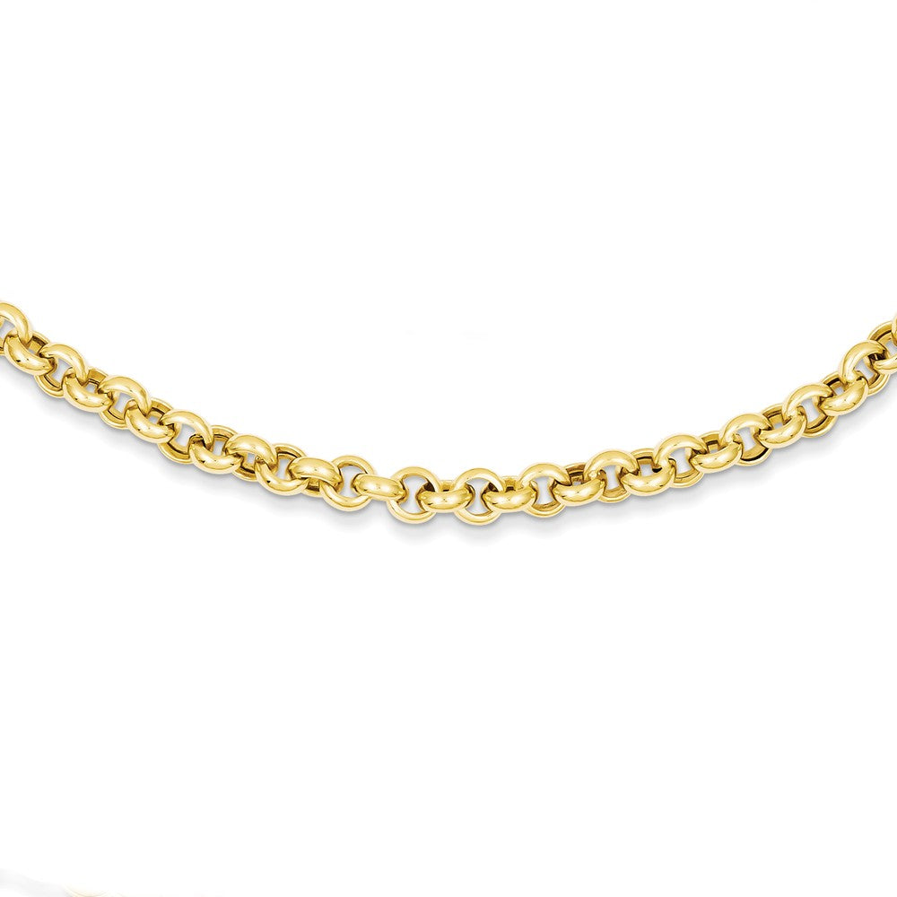 14k Yellow Gold 5mm Polished Hollow Rolo Chain Necklace, 18 Inch, Item C9133 by The Black Bow Jewelry Co.