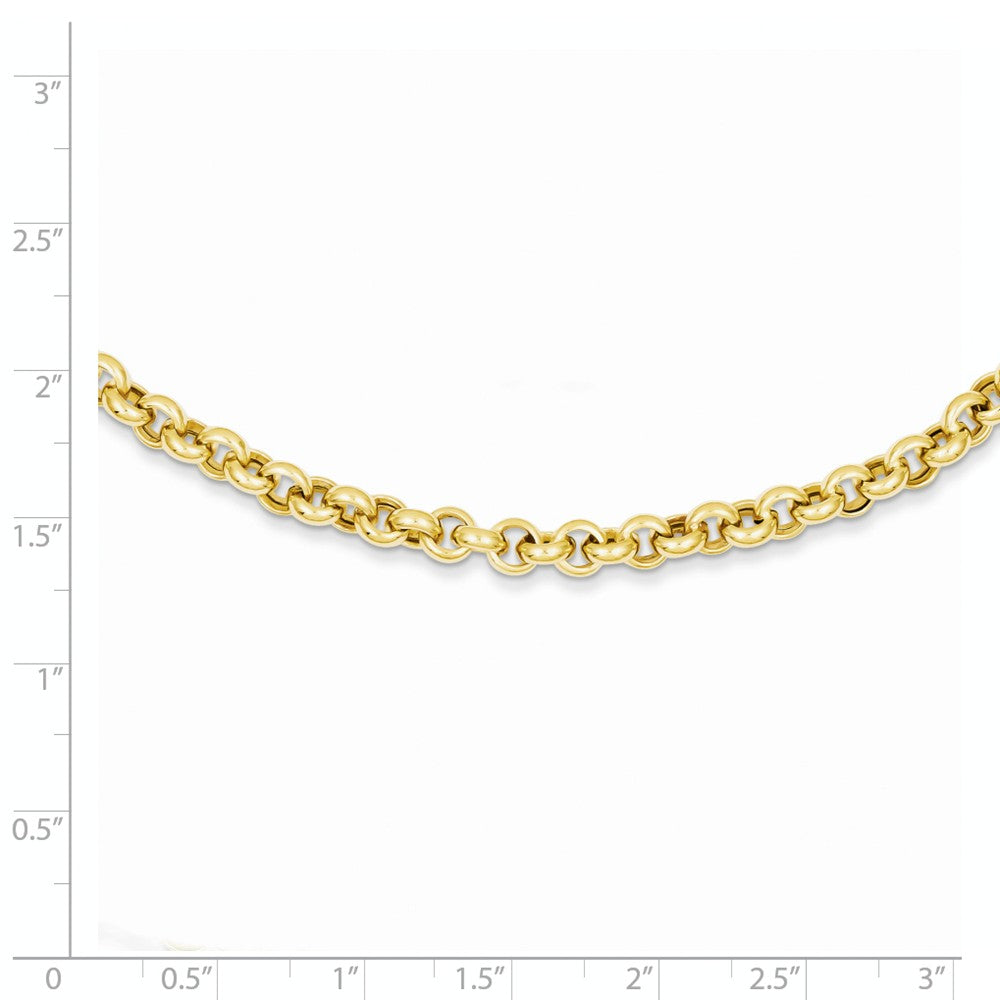 Alternate view of the 14k Yellow Gold 5mm Polished Hollow Rolo Chain Necklace, 18 Inch by The Black Bow Jewelry Co.