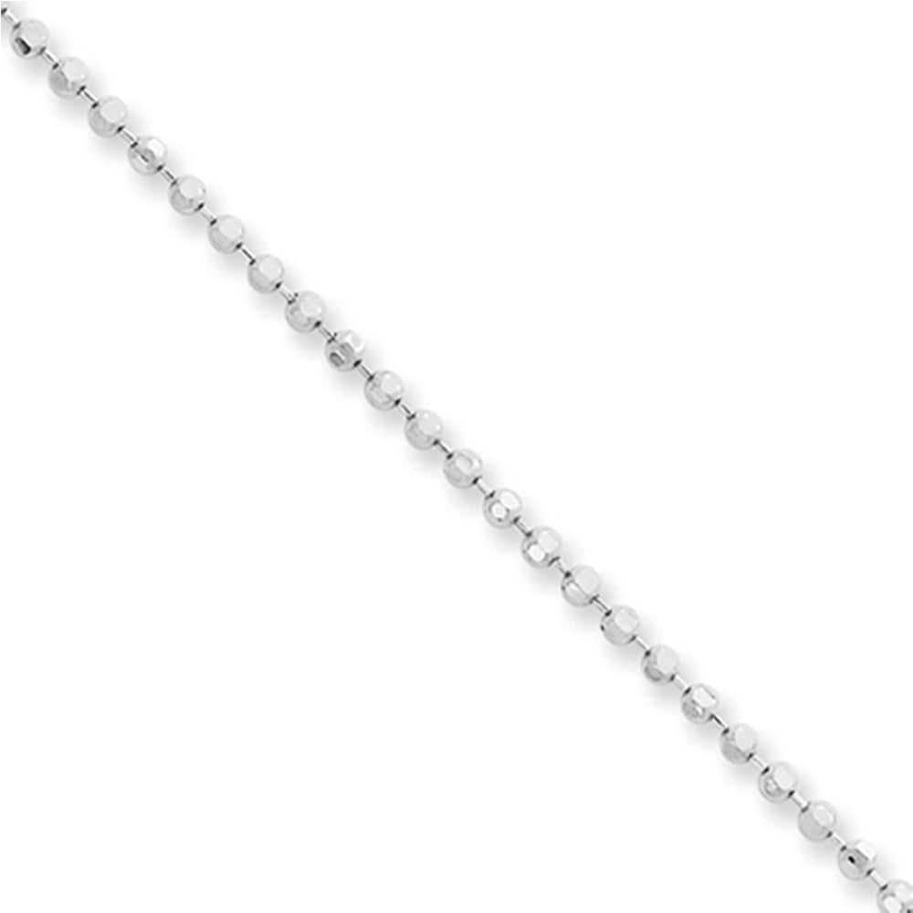 2mm, 14k White Gold Solid Polished Bead Chain Necklace, Item C9146 by The Black Bow Jewelry Co.