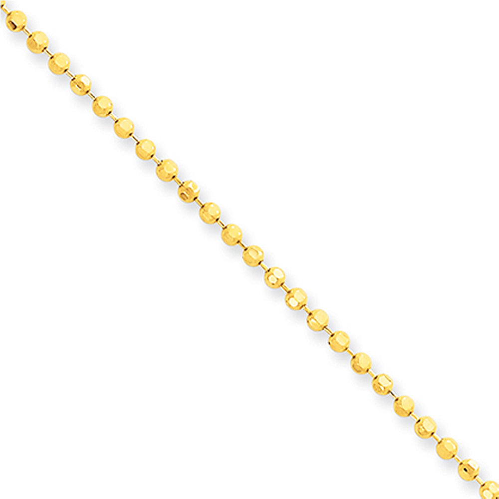 2mm, 14k Yellow Gold Solid Polished Bead Chain Necklace, Item C9147 by The Black Bow Jewelry Co.