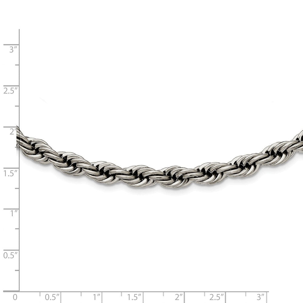 Men's 7mm Stainless Steel Polished Rope Chain Necklace, 20 inch by The Black Bow Jewelry Co.