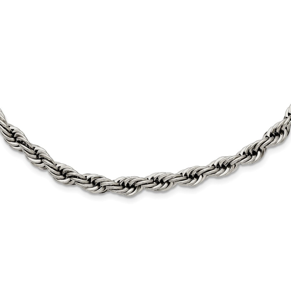 Men&#39;s 6mm Stainless Steel Polished Rope Chain Necklace, Item C9159 by The Black Bow Jewelry Co.