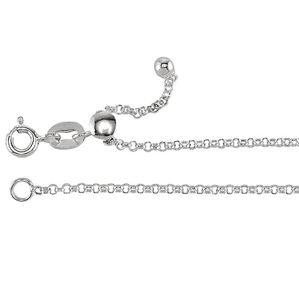 1.5mm Sterling Silver Adjustable Solid Rolo Chain Necklace, 22 Inch, Item C9178-22 by The Black Bow Jewelry Co.