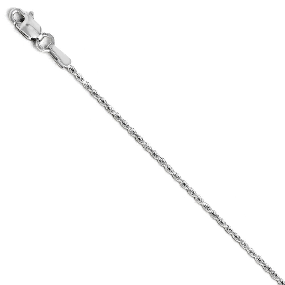 1.3mm 14k White Gold Solid Diamond Cut Rope Chain Bracelet &amp; Anklet