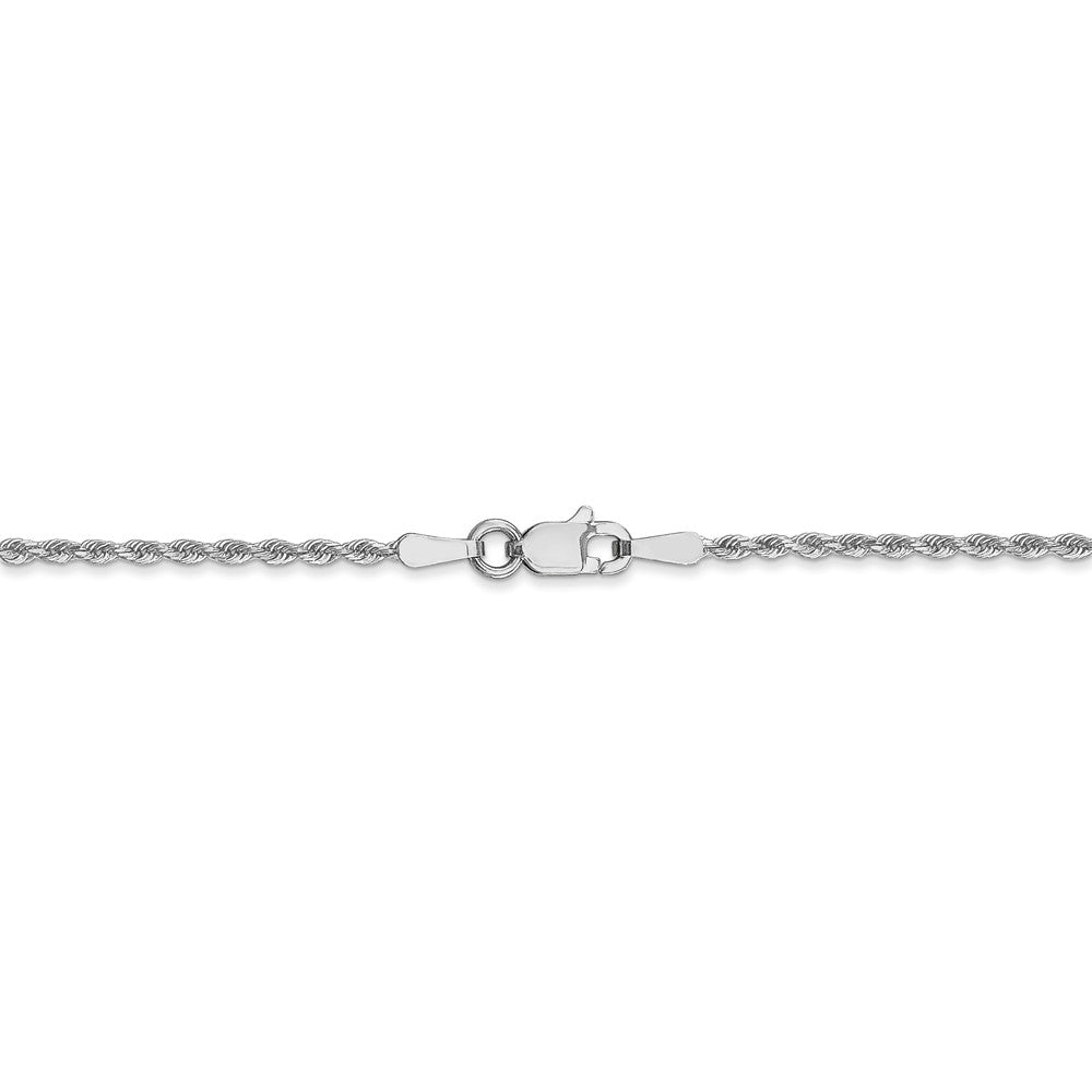 Alternate view of the 1.3mm 14k White Gold Solid Diamond Cut Rope Chain Bracelet &amp; Anklet by The Black Bow Jewelry Co.