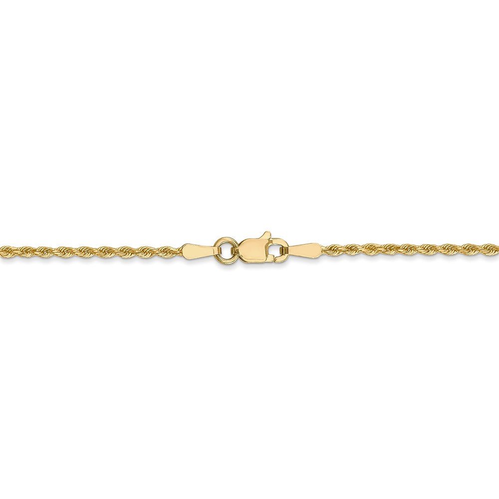 Alternate view of the 1.3mm 14k Yellow Gold Solid Diamond Cut Rope Chain Necklace by The Black Bow Jewelry Co.