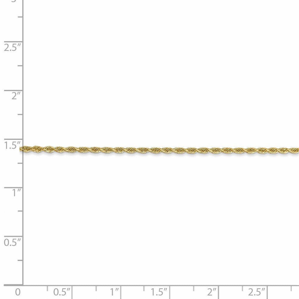 Alternate view of the 1.3mm 14k Yellow Gold Solid Diamond Cut Rope Chain Necklace by The Black Bow Jewelry Co.